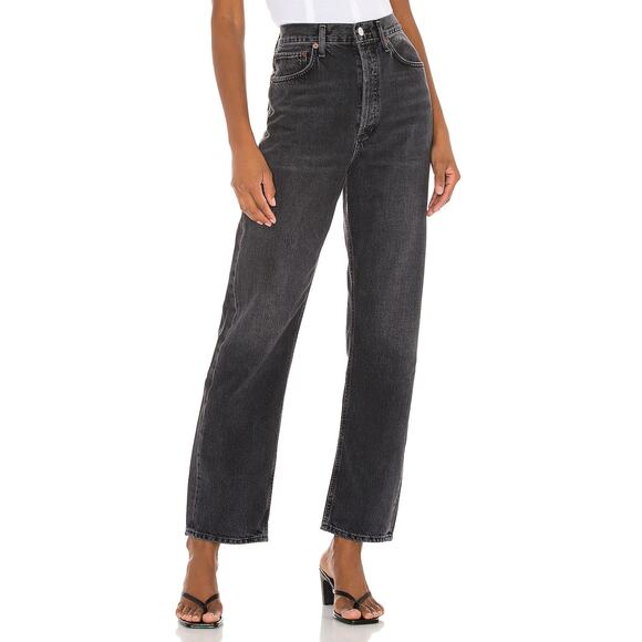 Agolde Denim - Agolde 90'S Black Cotton Mid Rise Loose Denim Jean Size 26